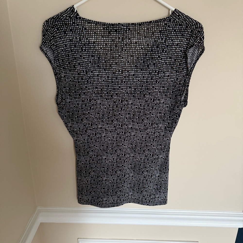 Y2K Black and White Square Print Crossover Short Sleeve Blouse The Limited Sz S - Picture 5 of 6